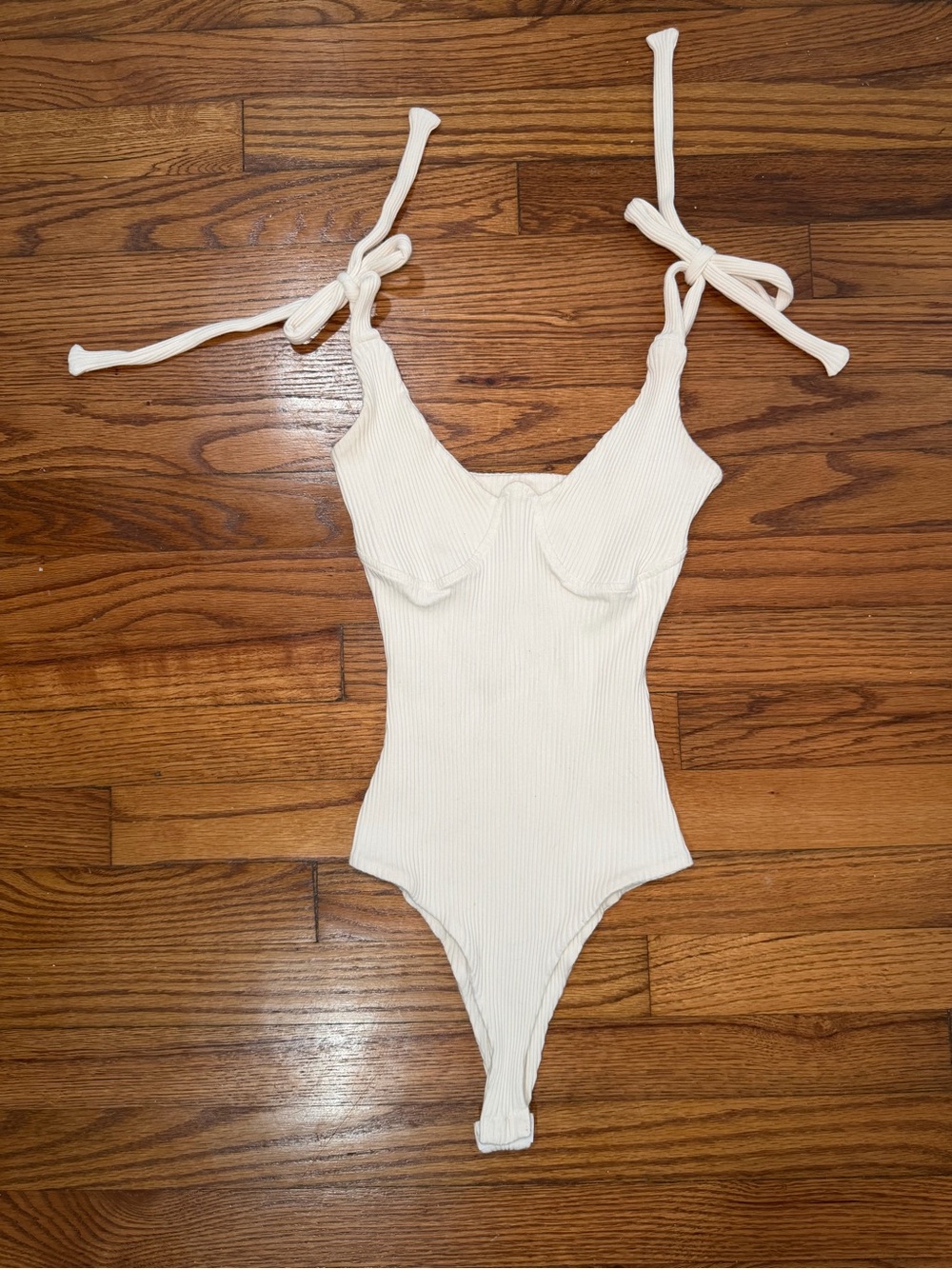 Princess Polly Clove ribbed tie-up bodysuit